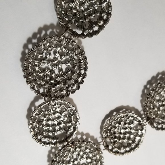 Dana Buchman Vintage Concho Silver Tone Necklace Nice Abstract - Picture 8 of 16